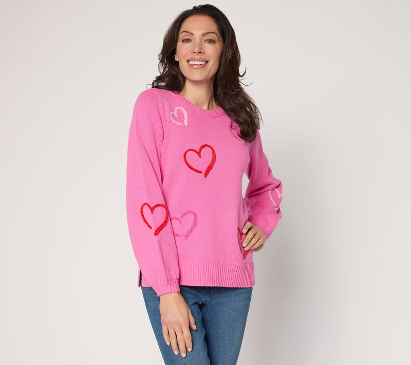 Belle by Kim Gravel Take Heart Chenille Trim Sweater — View 5