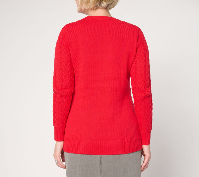 Belle by Kim Gravel Links of Love Cabled Sweater — View 14