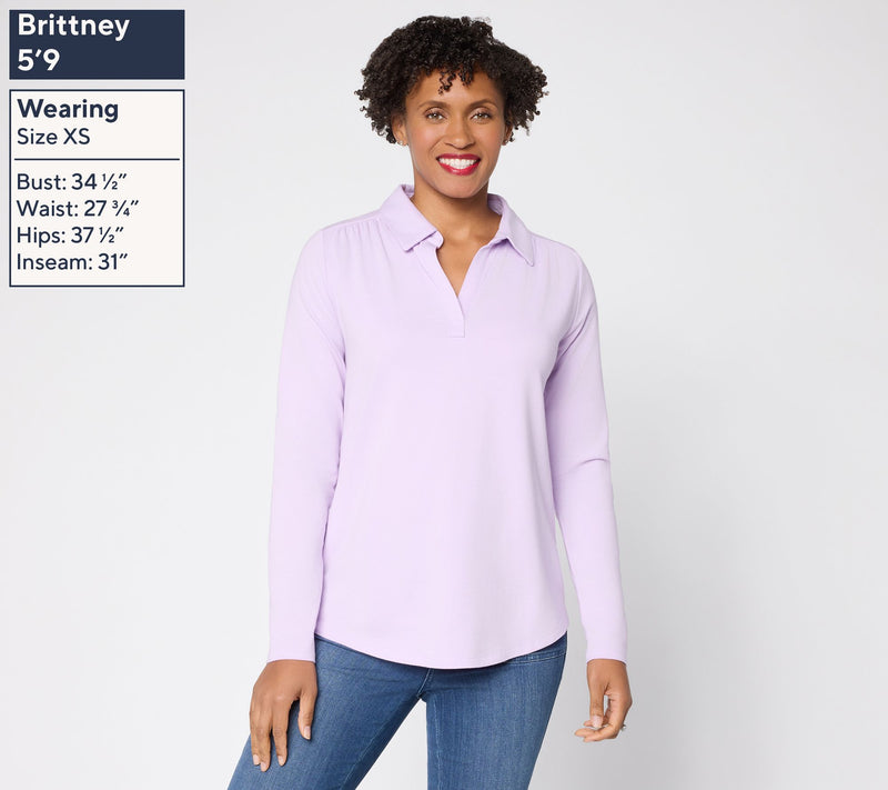 Belle by Kim Gravel Primabelle Johnny Collar Top w/ Ruching — View 5