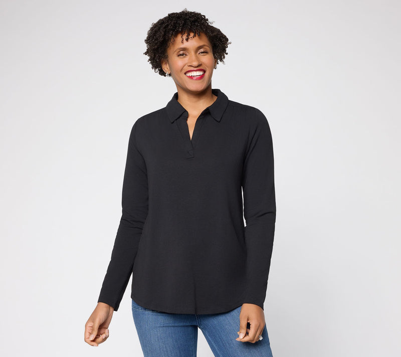 Belle by Kim Gravel Primabelle Johnny Collar Top w/ Ruching — View 14