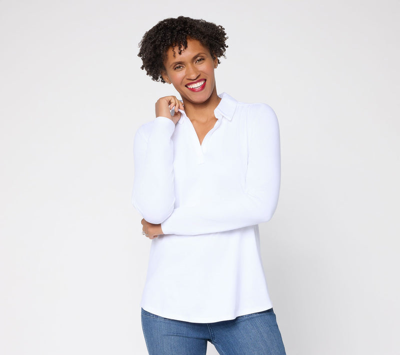 Belle by Kim Gravel Primabelle Johnny Collar Top w/ Ruching — View 2