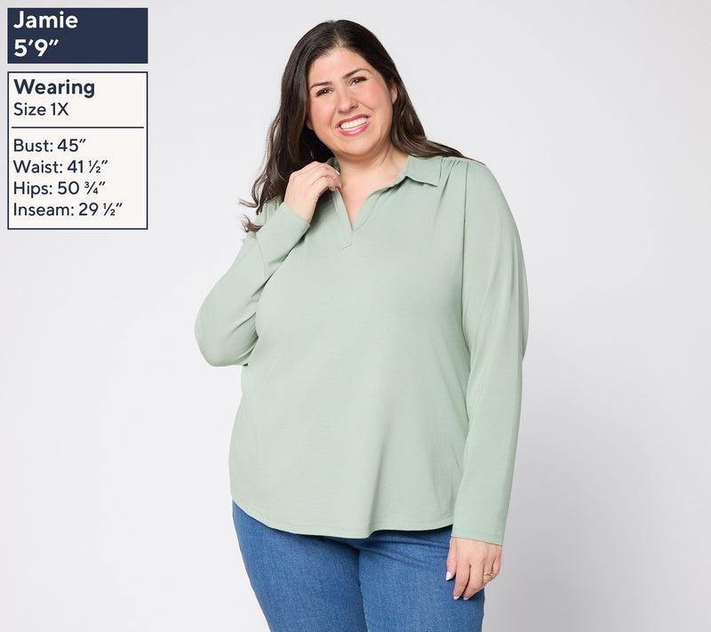 Belle by Kim Gravel Primabelle Johnny Collar Top w/ Ruching — View 4