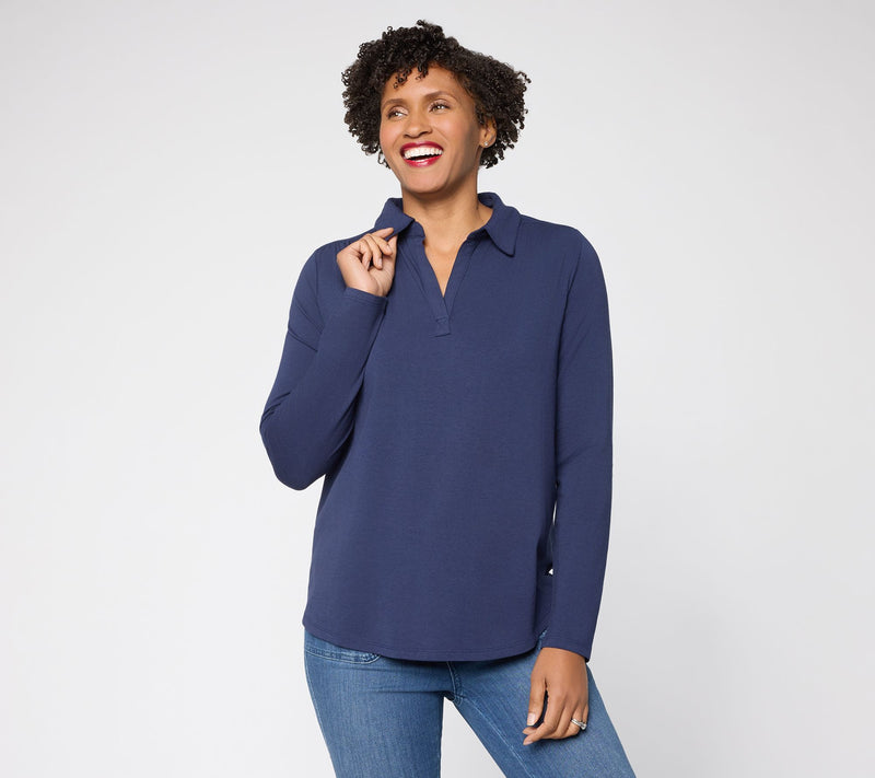 Belle by Kim Gravel Primabelle Johnny Collar Top w/ Ruching — View 15