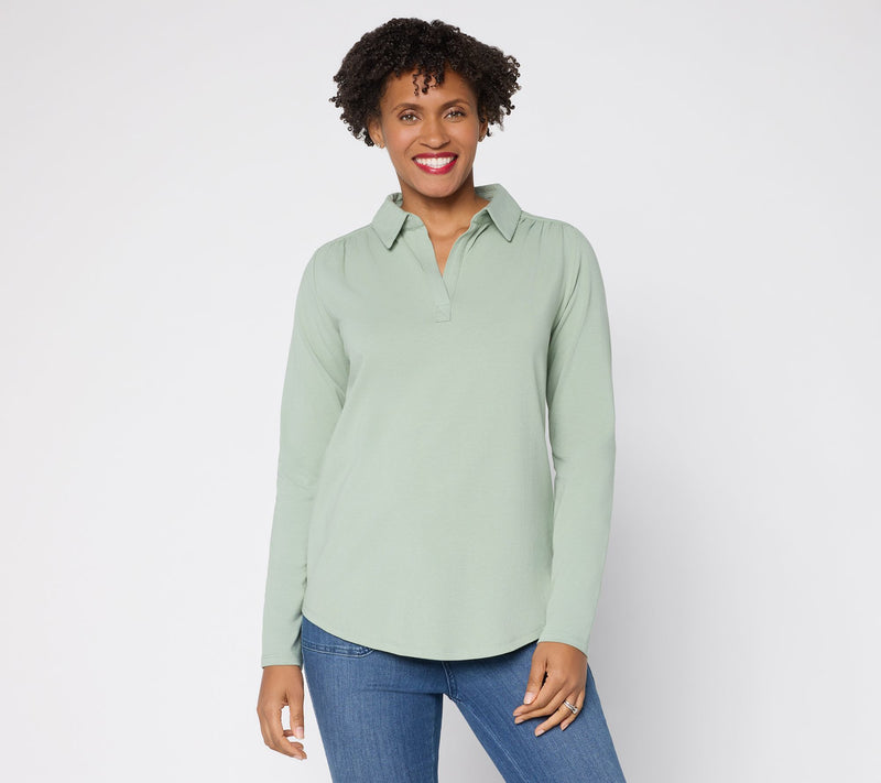 Belle by Kim Gravel Primabelle Johnny Collar Top w/ Ruching — View 16