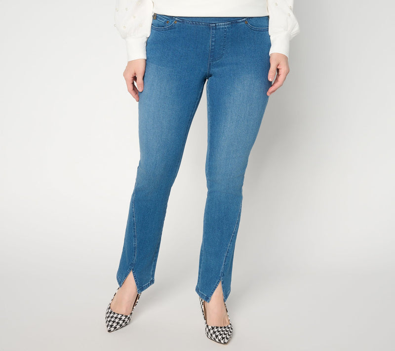 Belle by Kim Gravel Regular TripleLuxe Denim Split Hem Jean — View 7