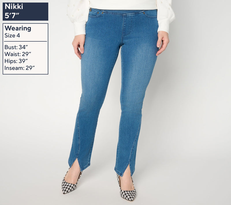 Belle by Kim Gravel Regular TripleLuxe Denim Split Hem Jean — View 9