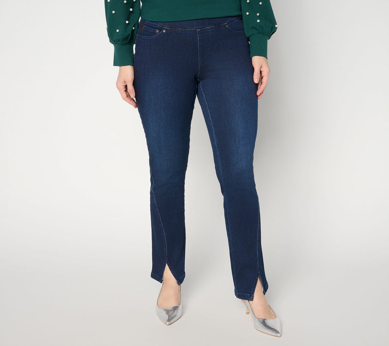 Belle by Kim Gravel Regular TripleLuxe Denim Split Hem Jean — View 2