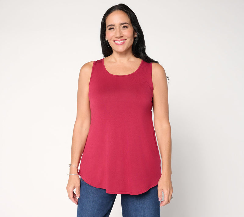 LOGO Layers by Lori Goldstein Curved Hem Scoop Neck Tank — View 3