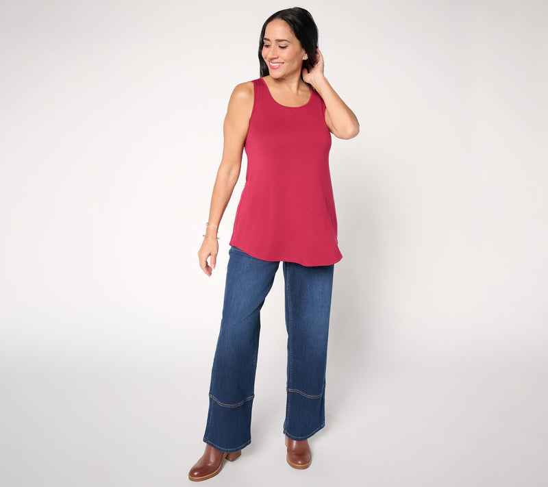 LOGO Layers by Lori Goldstein Curved Hem Scoop Neck Tank — View 7