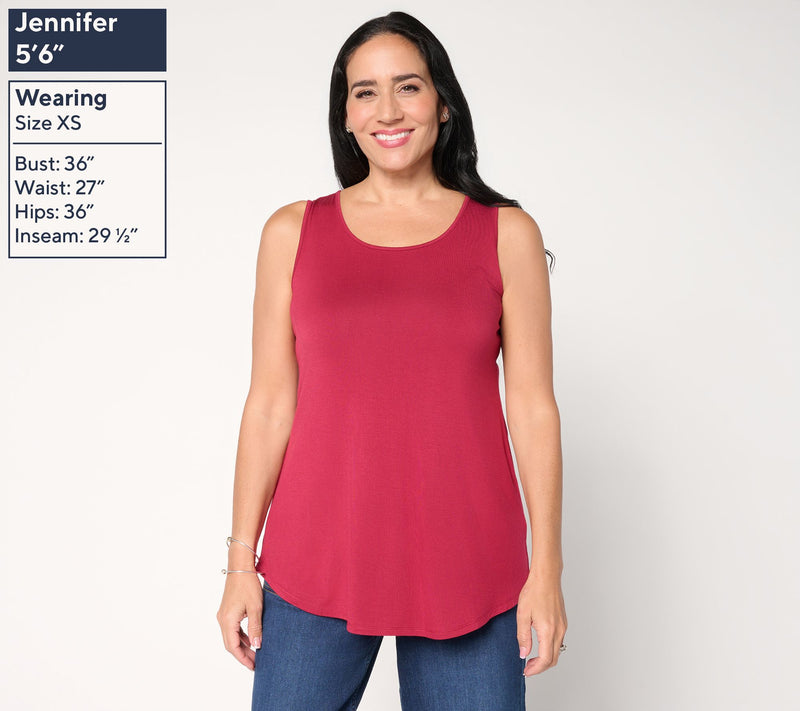 LOGO Layers by Lori Goldstein Curved Hem Scoop Neck Tank — View 5