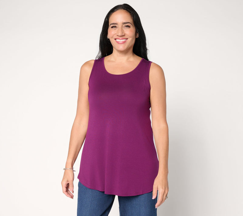 LOGO Layers by Lori Goldstein Curved Hem Scoop Neck Tank — View 13
