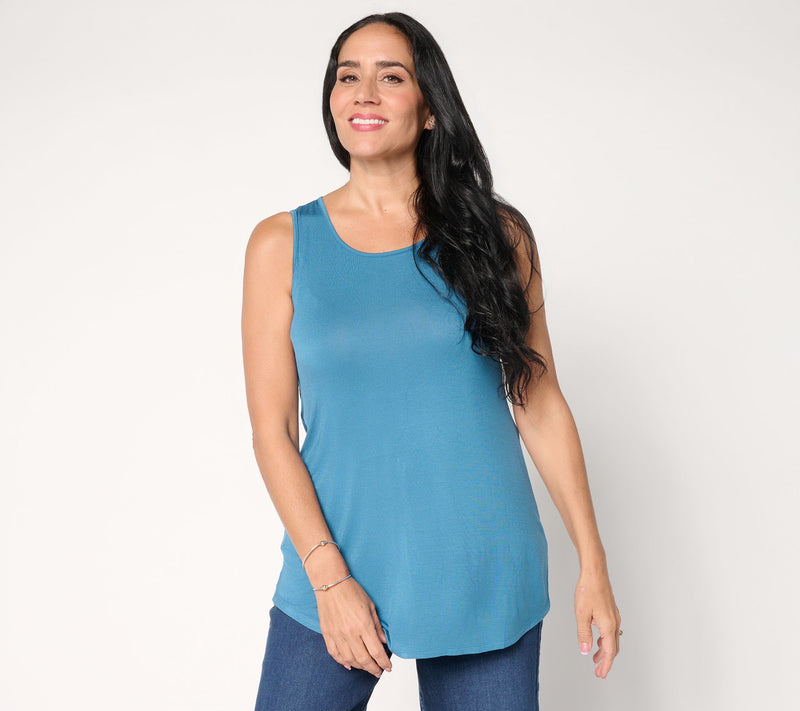 LOGO Layers by Lori Goldstein Curved Hem Scoop Neck Tank — View 15