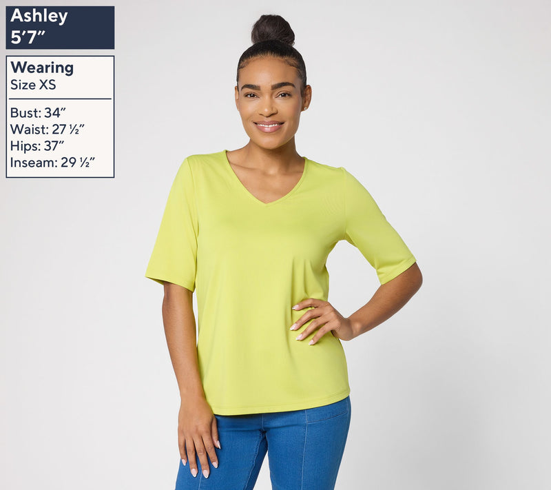 Susan Graver Essentials Butterknit V-Neck Top with Elbow Sleeves — View 19