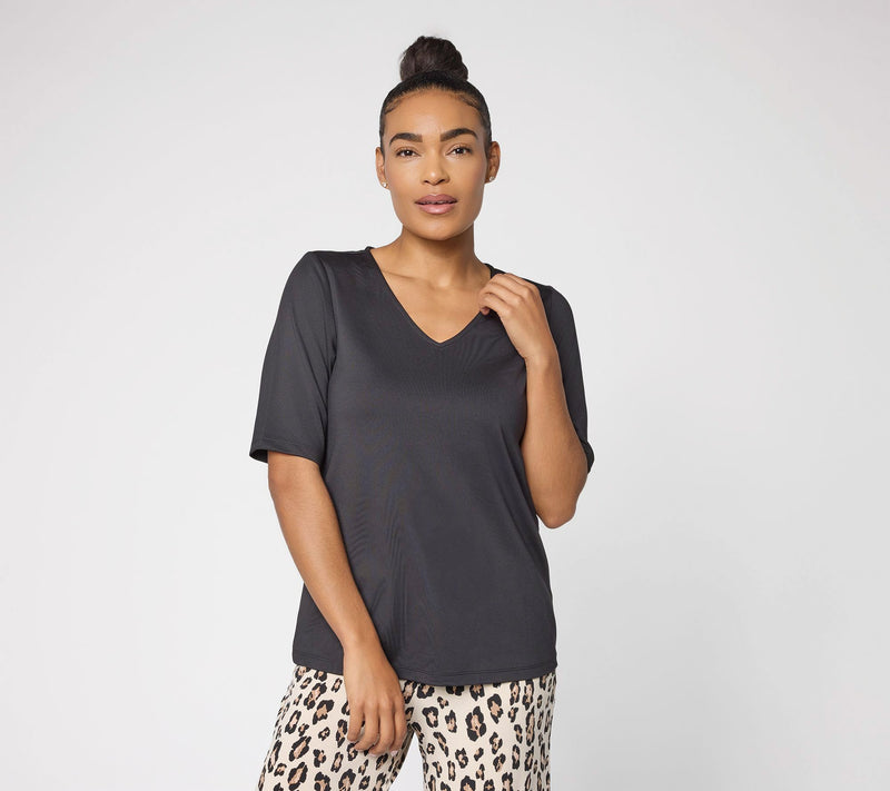 Susan Graver Essentials Butterknit V-Neck Top with Elbow Sleeves — View 3