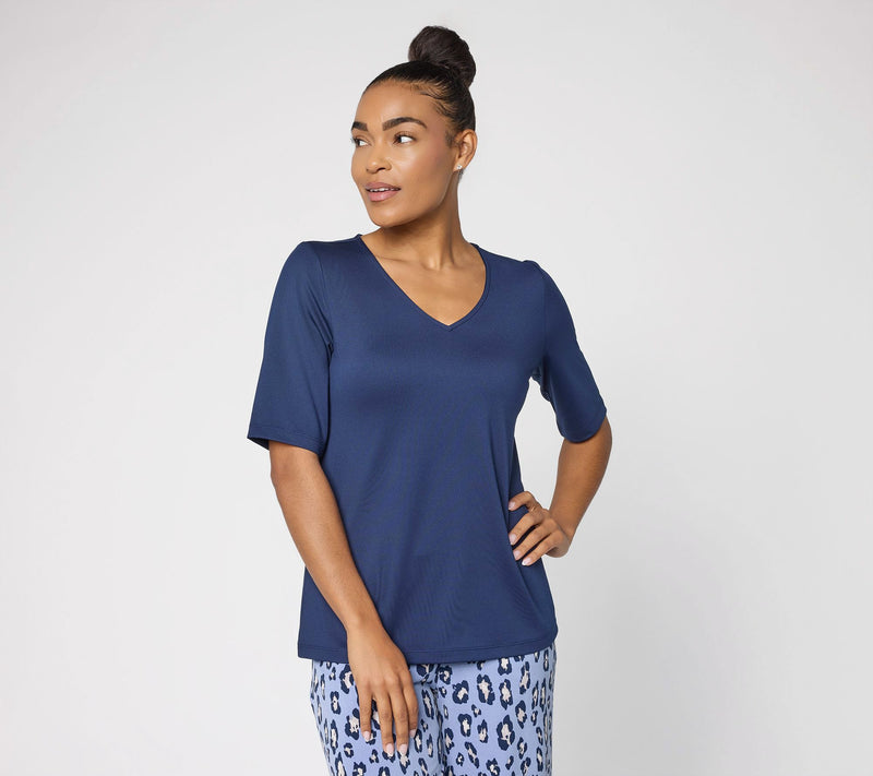 Susan Graver Essentials Butterknit V-Neck Top with Elbow Sleeves — View 9