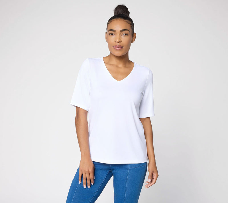 Susan Graver Essentials Butterknit V-Neck Top with Elbow Sleeves — View 17