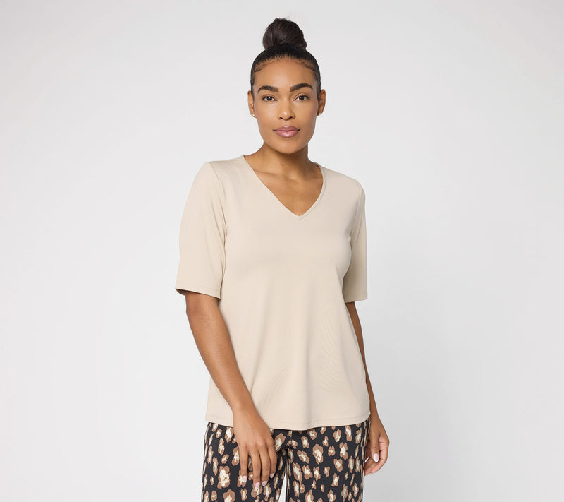 Susan Graver Essentials Butterknit V-Neck Top with Elbow Sleeves — View 15