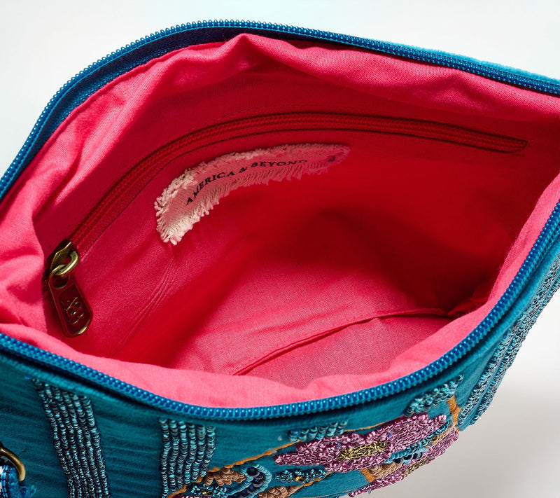 America & Beyond Velvet Embellished Initial Wristlet — View 4