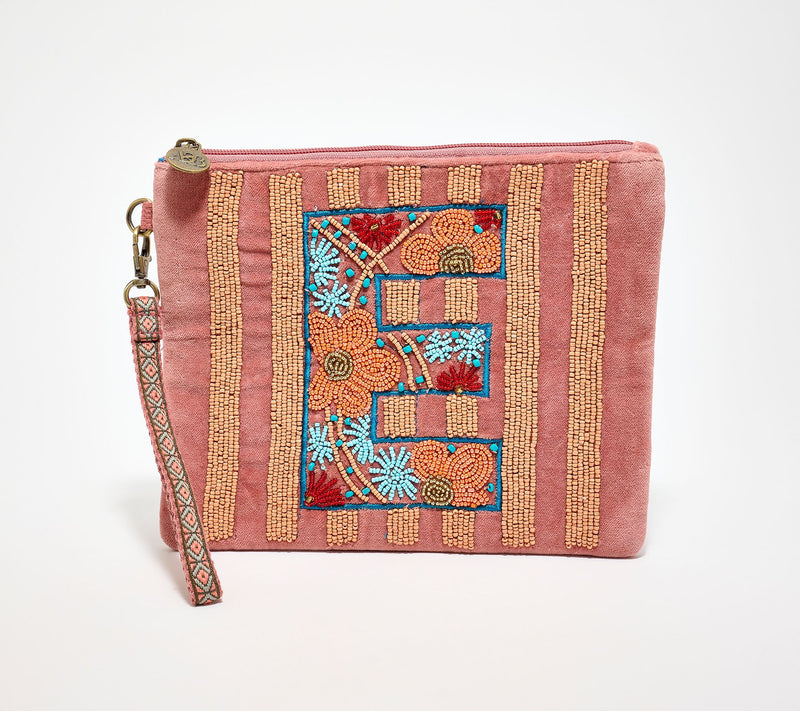 America & Beyond Velvet Embellished Initial Wristlet — View 36
