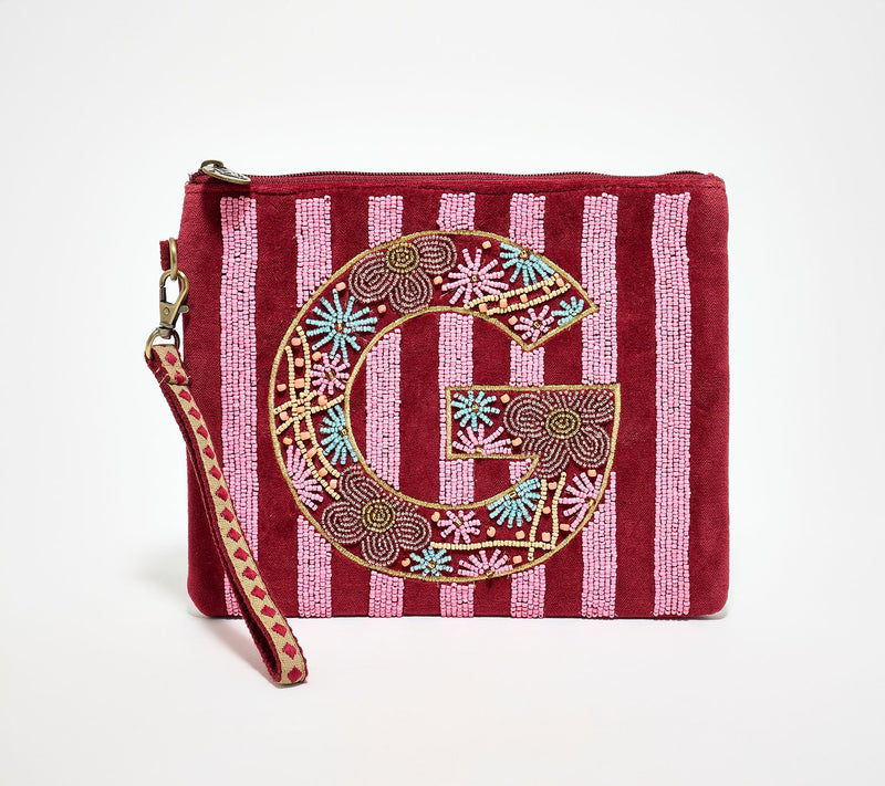 America & Beyond Velvet Embellished Initial Wristlet — View 38