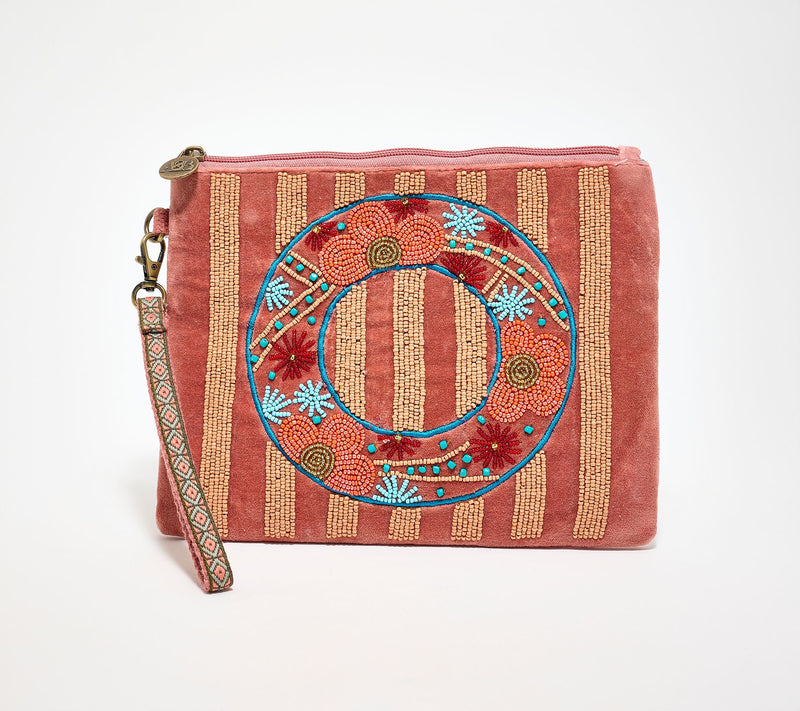 America & Beyond Velvet Embellished Initial Wristlet — View 46