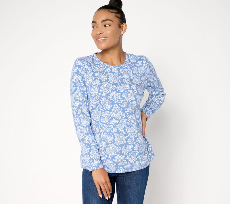 Denim & Co. Printed Perfect Jersey Long Sleeve Top — View 12