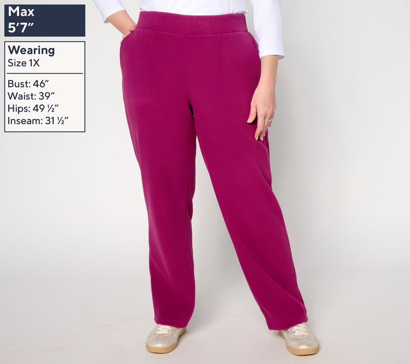 Denim & Co. Active Petite Fleece Straight Leg Pants — View 12