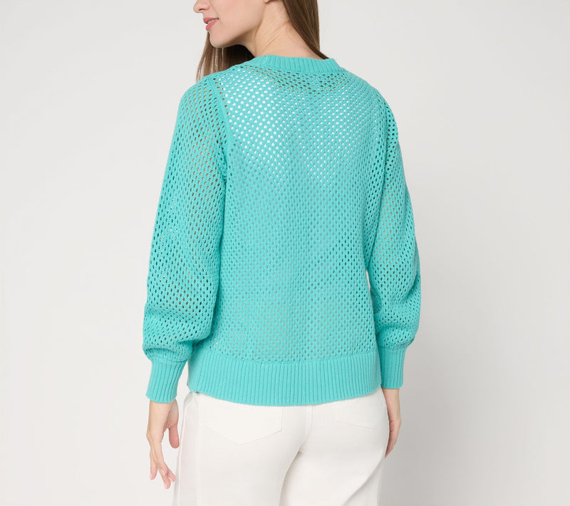 Belle by Kim Gravel Nod to Nautical Mesh Cardigan Sweater — View 4