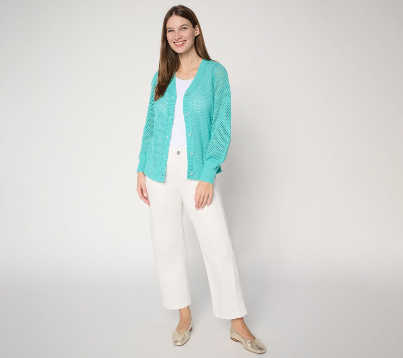 Belle by Kim Gravel Nod to Nautical Mesh Cardigan Sweater — View 5
