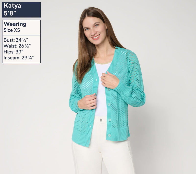 Belle by Kim Gravel Nod to Nautical Mesh Cardigan Sweater — View 3