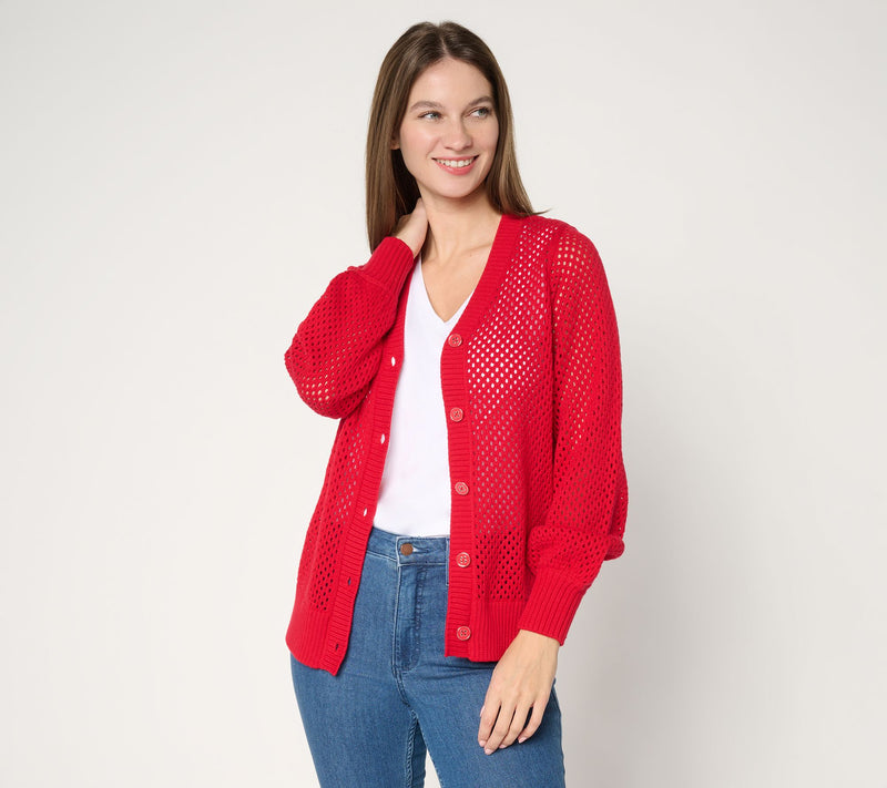Belle by Kim Gravel Nod to Nautical Mesh Cardigan Sweater — View 13