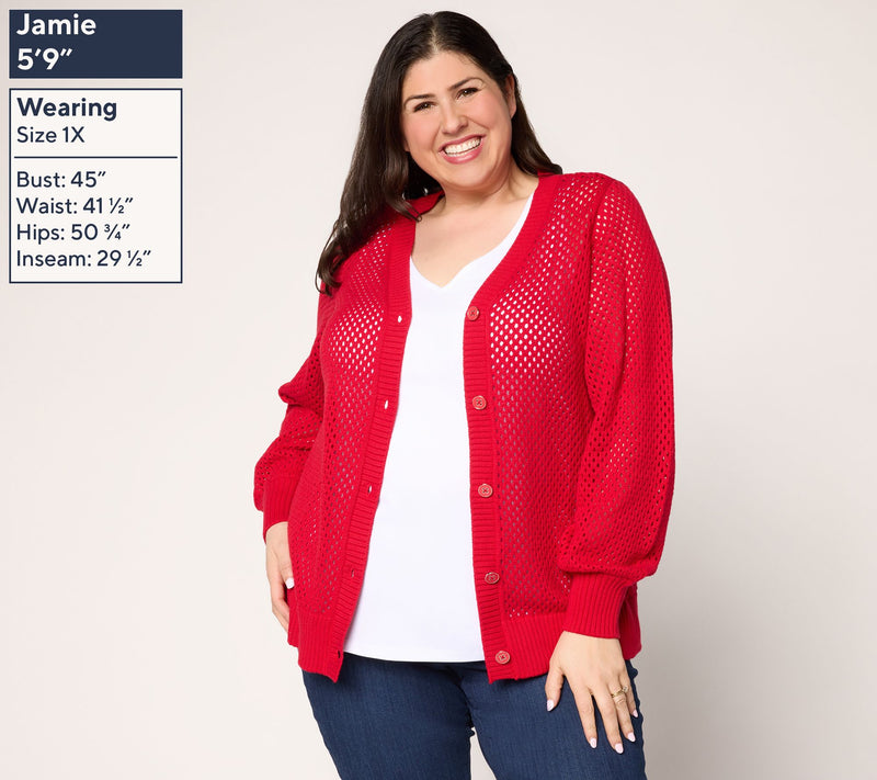 Belle by Kim Gravel Nod to Nautical Mesh Cardigan Sweater — View 2
