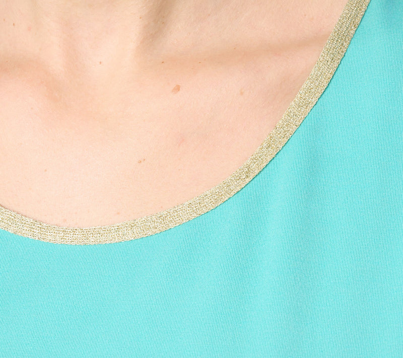 Belle by Kim Gravel TripleLuxe Knit Nod to Nautical Gold Trim Tank — View 6