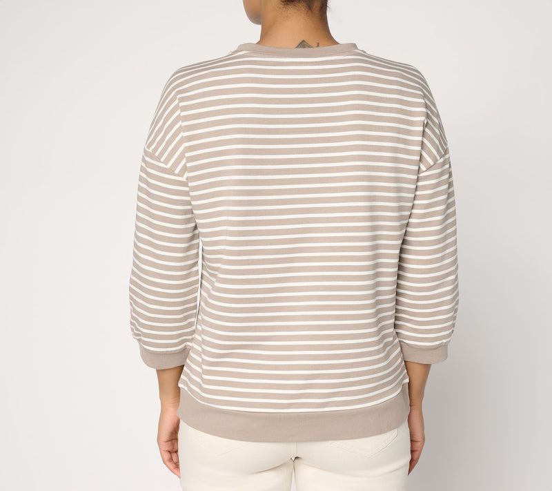 Belle by Kim Gravel French Terry Sailor Striped Blouson Top — View 4