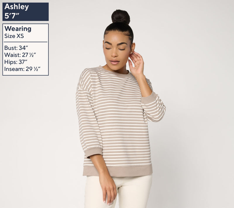 Belle by Kim Gravel French Terry Sailor Striped Blouson Top — View 3