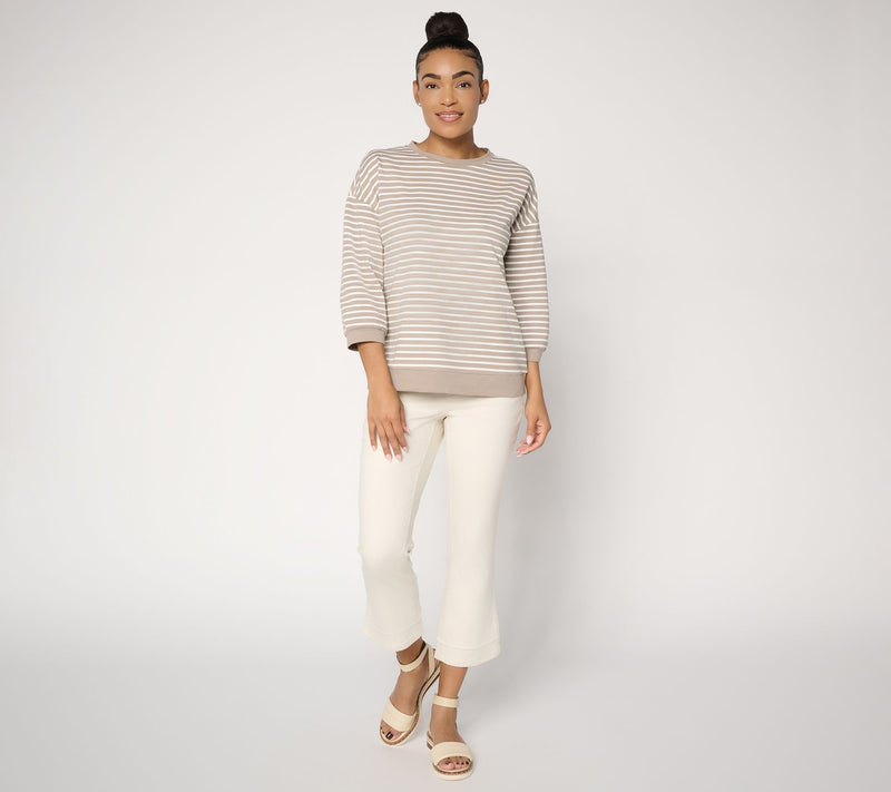 Belle by Kim Gravel French Terry Sailor Striped Blouson Top — View 5
