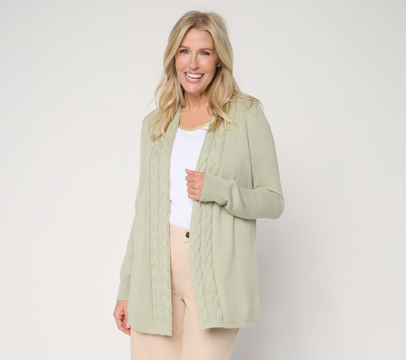 Belle by Kim Gravel Braided Cable Cardigan — Main view