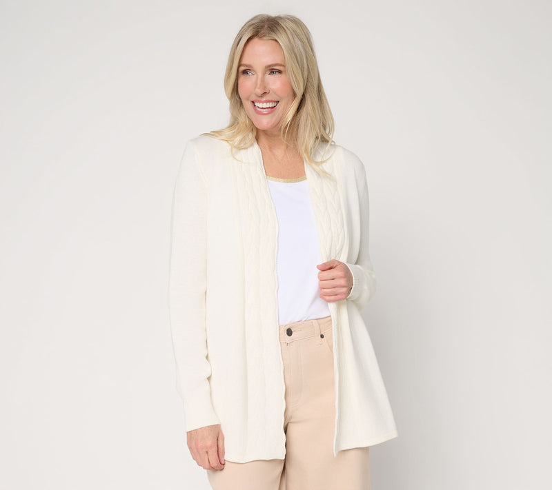 Belle by Kim Gravel Braided Cable Cardigan — View 13