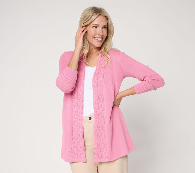 Belle by Kim Gravel Braided Cable Cardigan — View 14