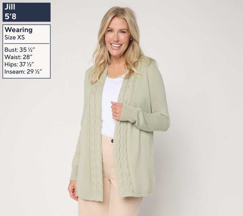 Belle by Kim Gravel Braided Cable Cardigan — View 3