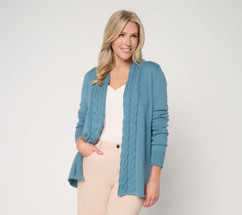 Belle by Kim Gravel Braided Cable Cardigan — View 15
