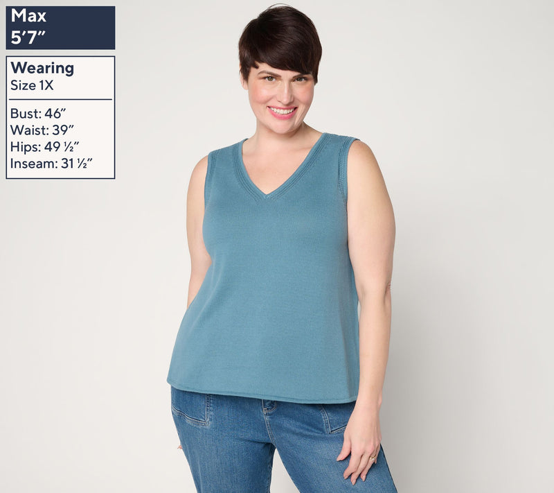 Belle by Kim Gravel V Neck Sweater Tank — View 2