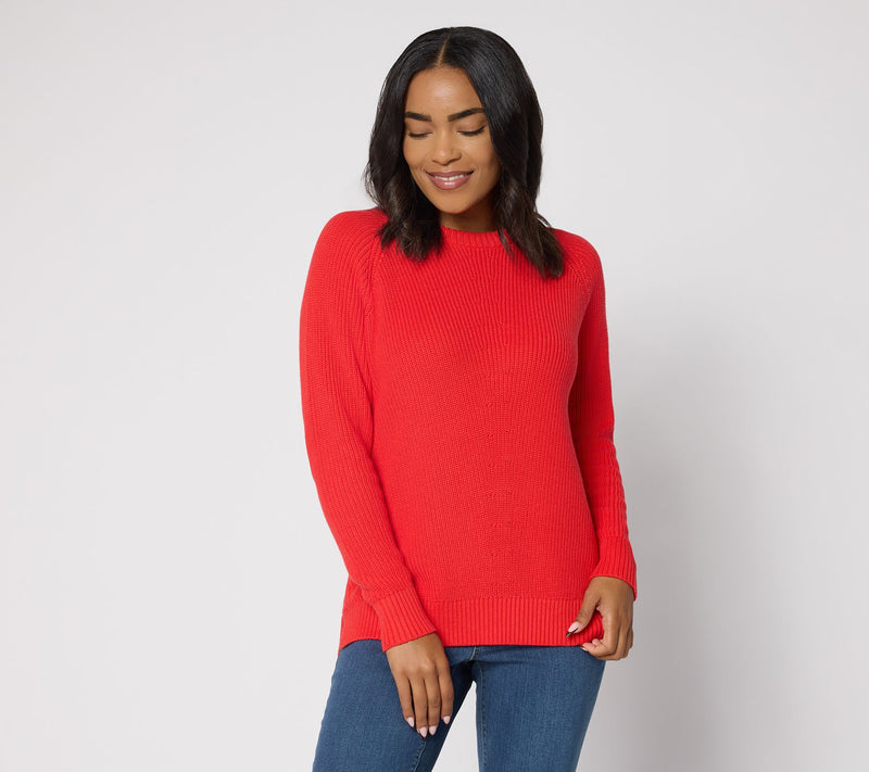 Belle by Kim Gravel Shaker Knit Center Stitch Raglan Sweater — Main view