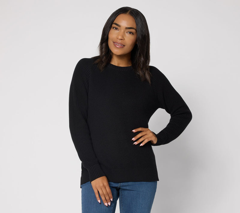 Belle by Kim Gravel Shaker Knit Center Stitch Raglan Sweater — View 12