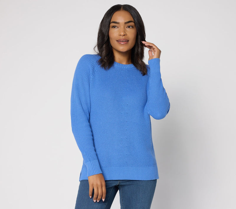Belle by Kim Gravel Shaker Knit Center Stitch Raglan Sweater — View 13