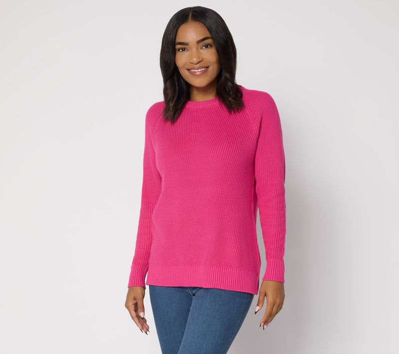 Belle by Kim Gravel Shaker Knit Center Stitch Raglan Sweater — View 14