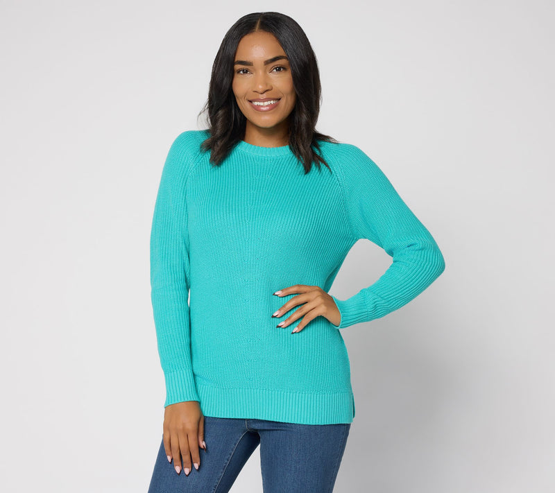Belle by Kim Gravel Shaker Knit Center Stitch Raglan Sweater — View 15