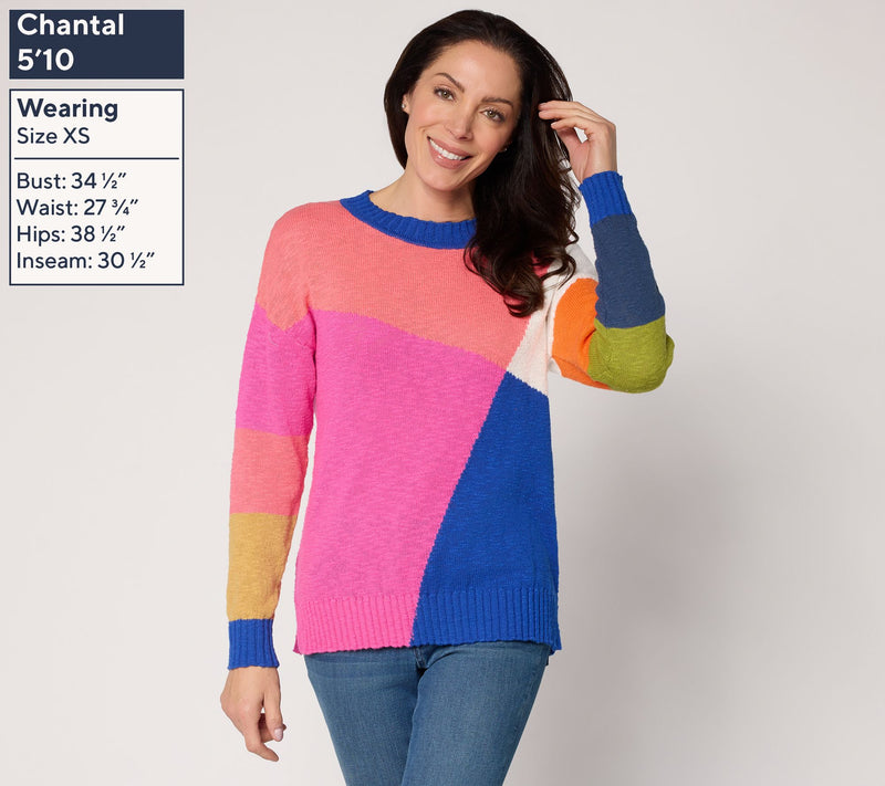 Belle by Kim Gravel Criss Crossed Color Block Sweater — View 3