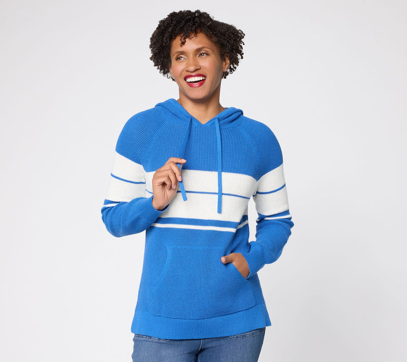 Belle by Kim Gravel Coastal Stripe Waffle Stitch Sweater — View 4