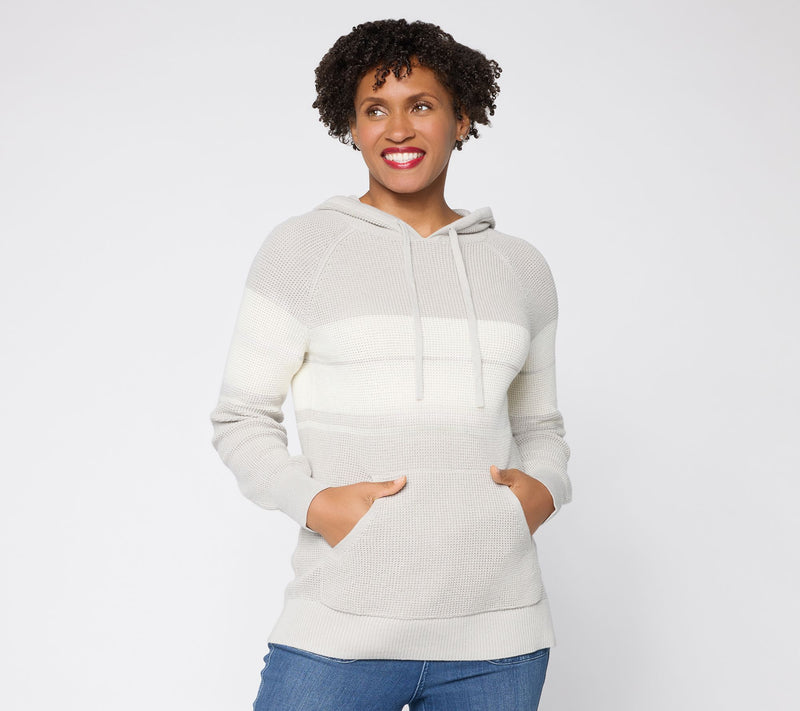 Belle by Kim Gravel Coastal Stripe Waffle Stitch Sweater — View 13